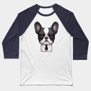 Brindle Pied French Bulldog Wearing a Tie Baseball T-Shirt